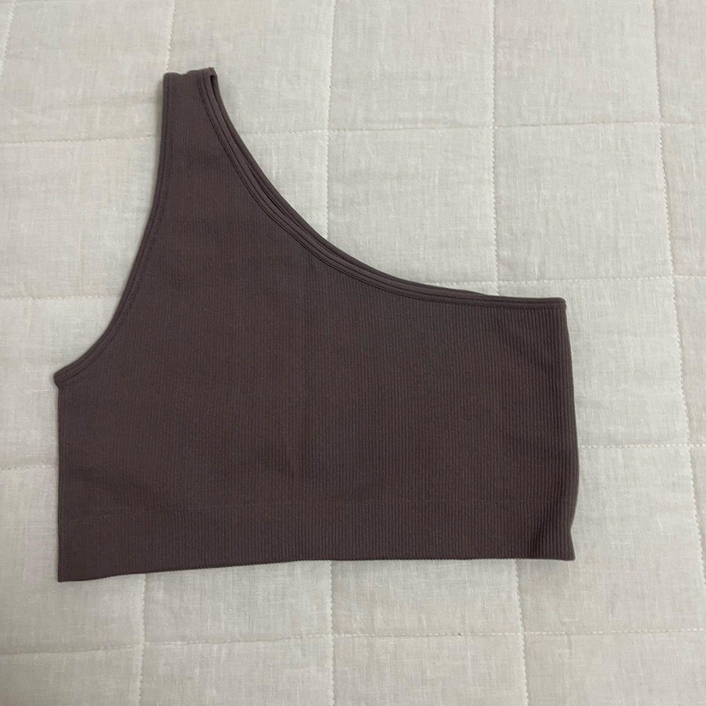 SET Active One-Shoulder Sports Bra + High-Waist Leggings in Mauve - Picture 4 of 5